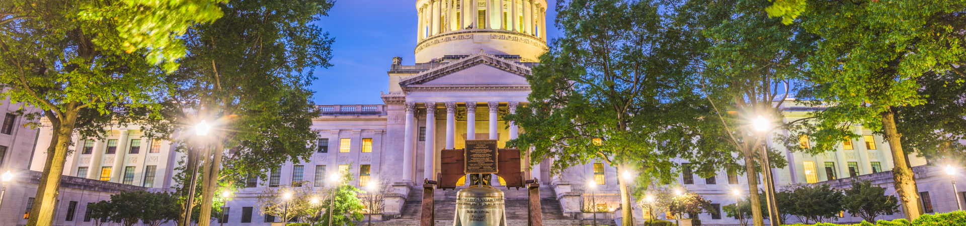 The gold capital dome and surrounding building in Charleston, WV